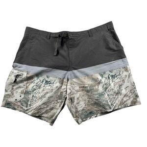 Realtree Fishing Shorts Mens 3XL 48/50 Grey Camo Aspect Cargo‎ Belted Stretch